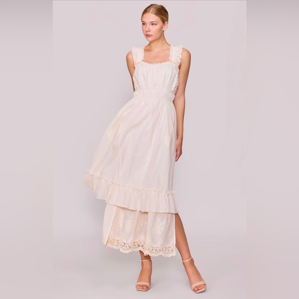 MELLODAY Ruffle Tiered Maxi Sundress Elegant Cream - Picture 5 of 5